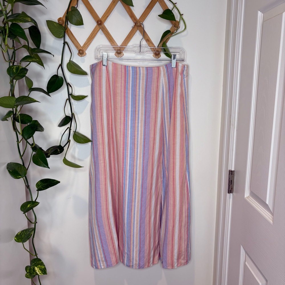 LOFT Multi Stripe Side Slit Midi Skirt